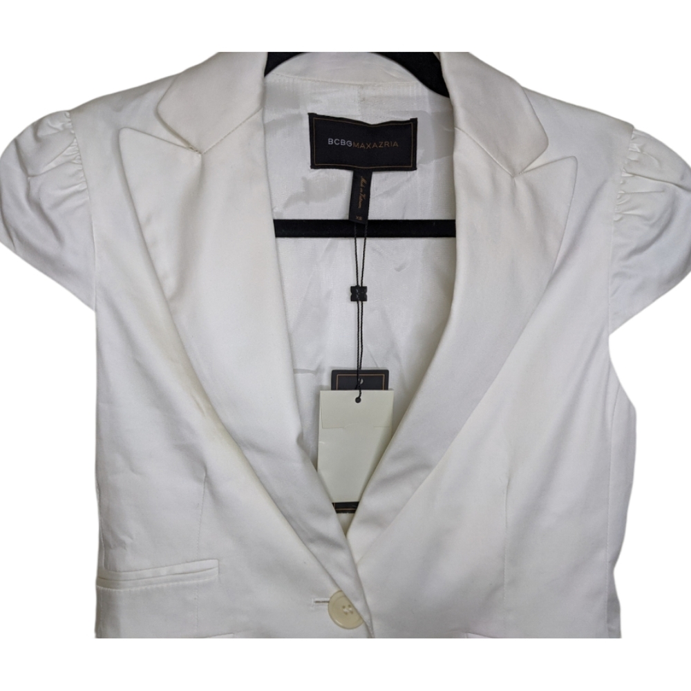 NWT BCBGMaxazria White Short Sleeve Blazer XS - Picture 4 of 11